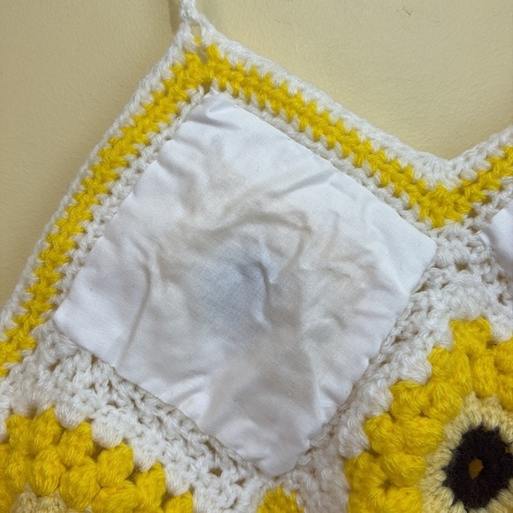 Handmade Crochet Sunflower Yellow Fringe Granny Square Festival Crop Top Med/L - Picture 8 of 10